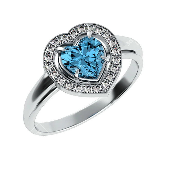 Love's Treasure: Heart-shaped Engagement Ring 3D model image 1