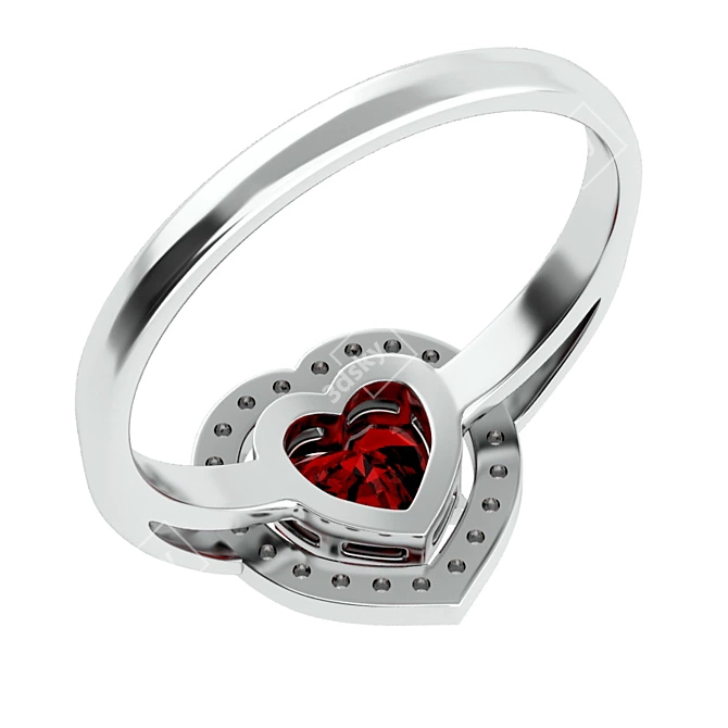 Love's Treasure: Heart-shaped Engagement Ring 3D model image 2