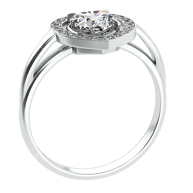 Love's Treasure: Heart-shaped Engagement Ring 3D model image 3