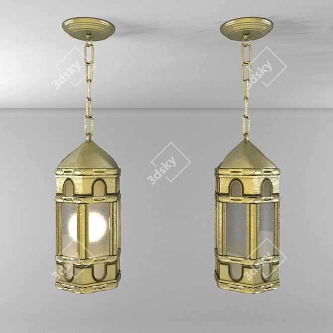 Title: Suspended Antique-Style Lamp 3D model image 1