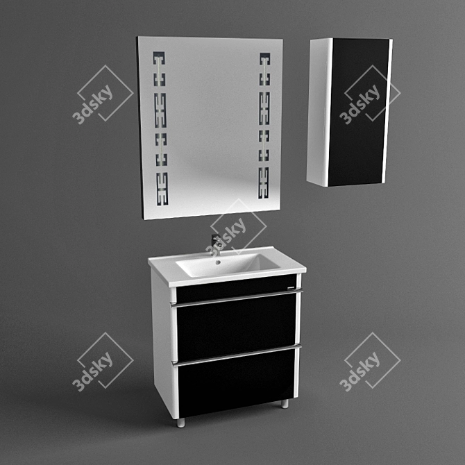 Parisian Aqua 75: Console Cabinet, Mirror & Basin 3D model image 1