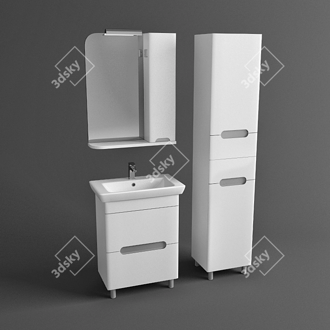 Aqua Rhodes Boston 65 - Compact Bathroom Vanity Set 3D model image 1