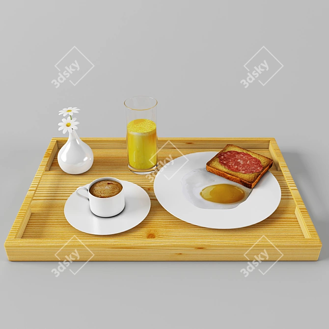 Morning Delights Breakfast Tray 3D model image 2