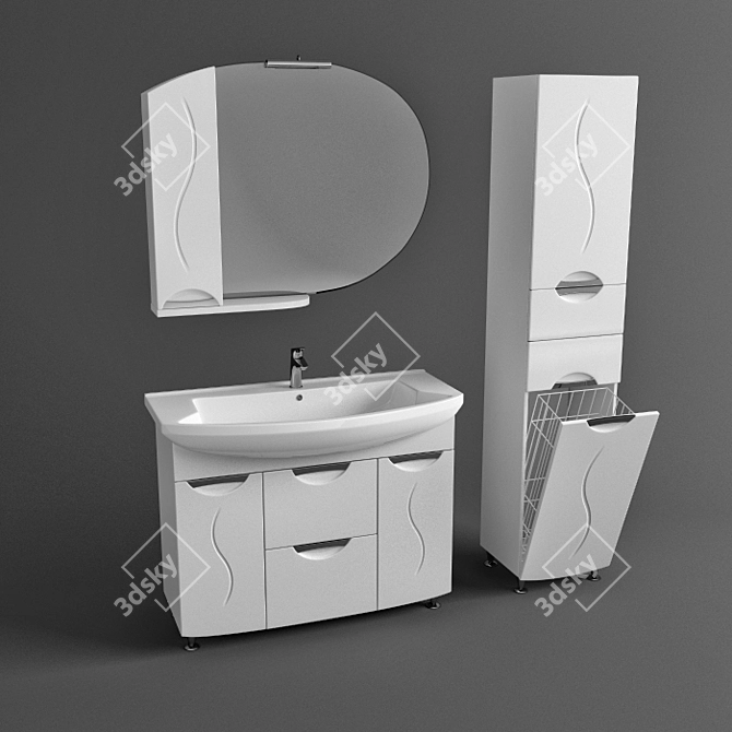 Aqua Gloria 108: Modern Bathroom Vanity Set 3D model image 1