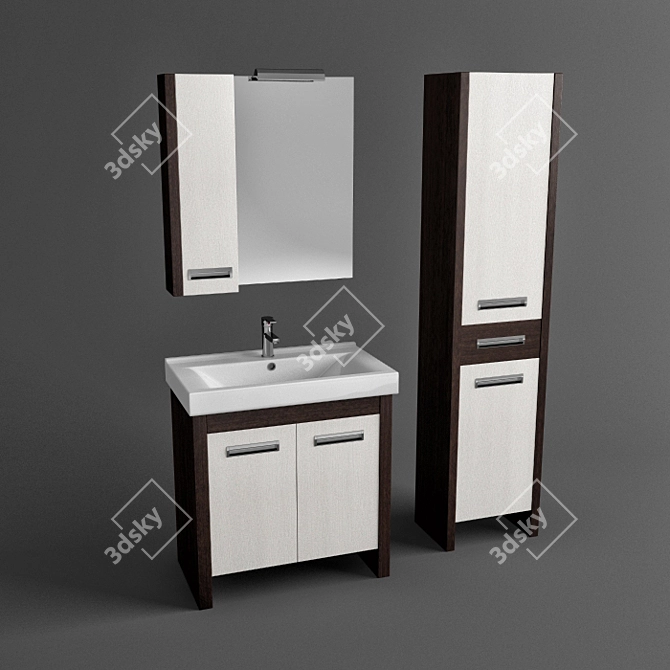 Aqua Rhodes 85: Compact Vanity Set 3D model image 1