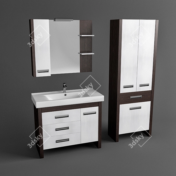 Rhodes Aqua Bathroom Vanity Set 3D model image 1