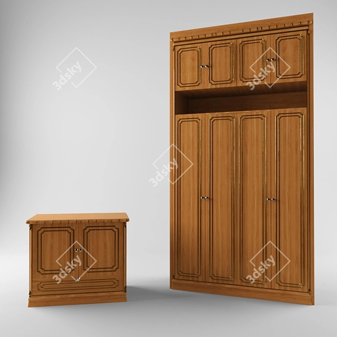 Modern Wardrobe Dresser Combo 3D model image 1