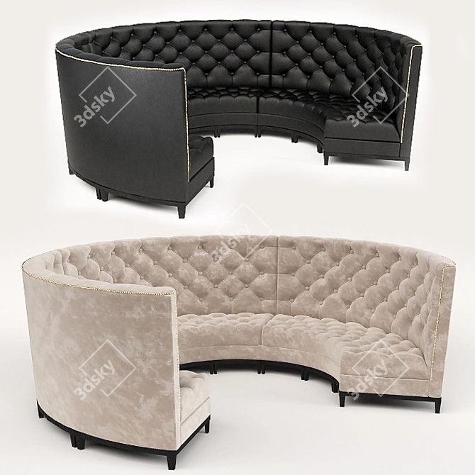 Elegant Quilted Sofa: Customizable with Leather and Velvet Textures 3D model image 2