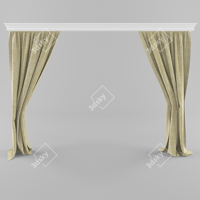 Sleek and Chic: Modern Curtain 3D model image 1