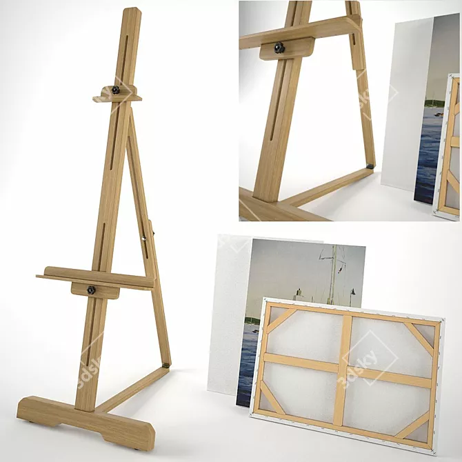 Artisti Easel & Canvas Screen 3D model image 3