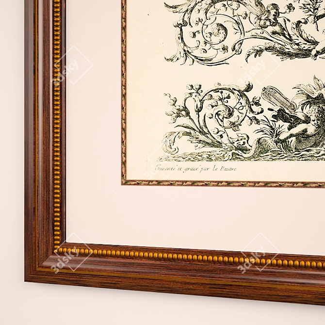 Antique Engravings in Classic Frames 3D model image 2