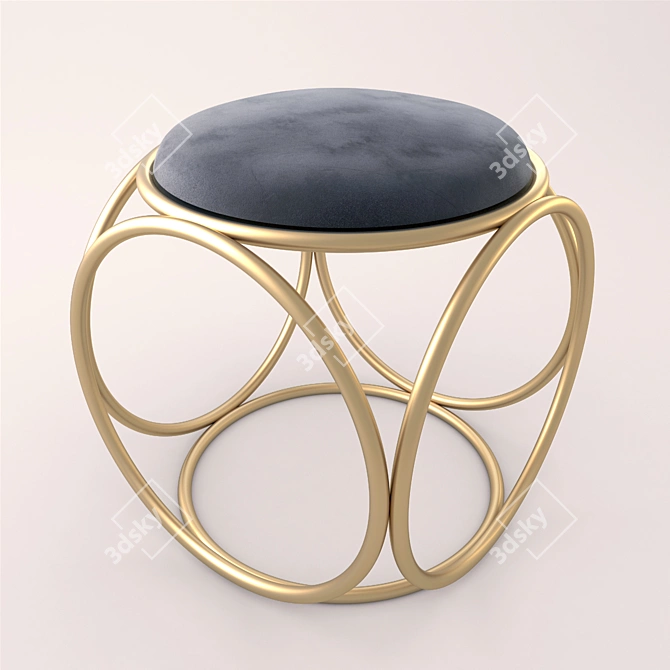 French Elegance: Brass Rings Chair 3D model image 1