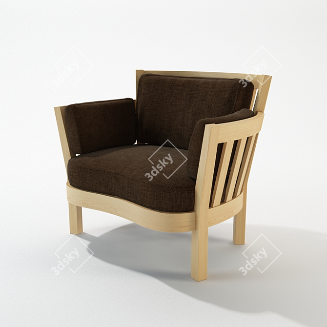 Front Porch Chair | Wooden Frame | Linen & Chenille Fabric 3D model image 1