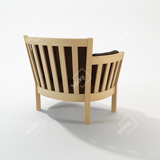 Front Porch Chair | Wooden Frame | Linen & Chenille Fabric 3D model image 2