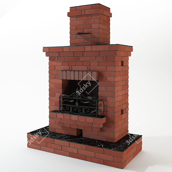 Handcrafted Fireplace: Detailed, High-Polygon Model 3D model image 1