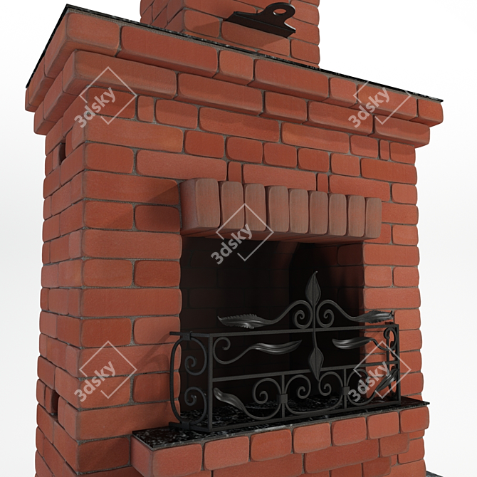 Handcrafted Fireplace: Detailed, High-Polygon Model 3D model image 2