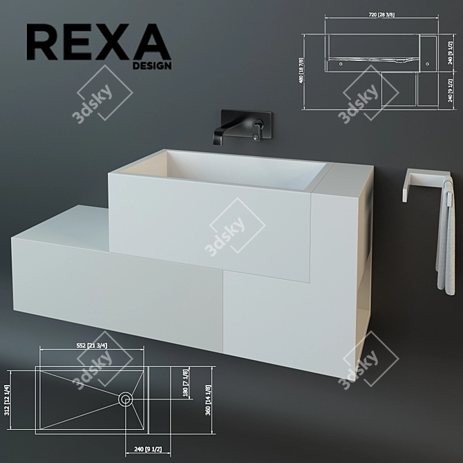 Argo 02AR21D1: Stylish Suspended Sink 3D model image 1