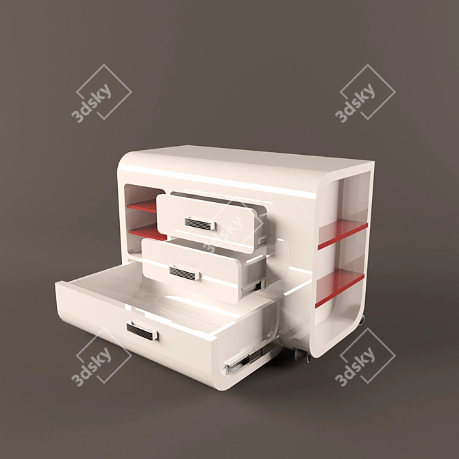 Glossy MDF Office Desk 3D model image 2