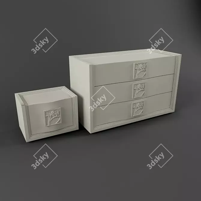 Glamour & Retro Chest of Drawers & Cabinet 3D model image 1