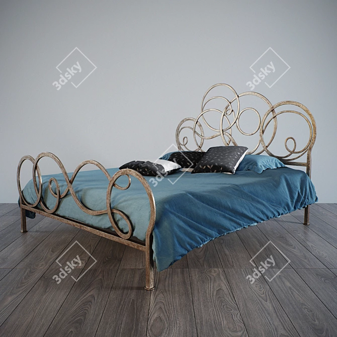 Stylish AZZURRA Bed: H138 177 x 203 cm 3D model image 1