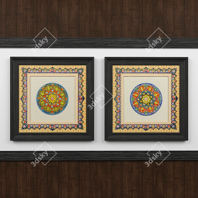 Exquisite Uzbek Ornamental Panels 3D model image 1