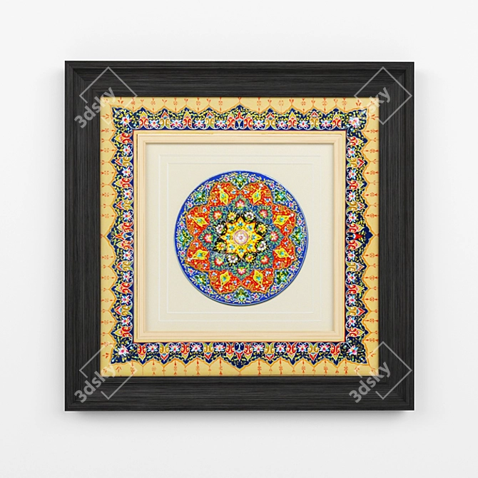 Exquisite Uzbek Ornamental Panels 3D model image 2