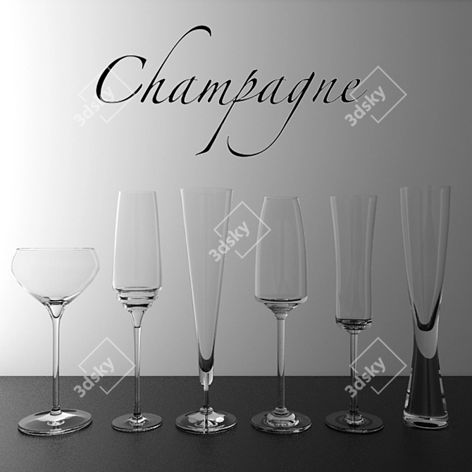 Elegant Champagne Flutes - 3DS Max + FBX + OBJ - Includes HDR Map 3D model image 1