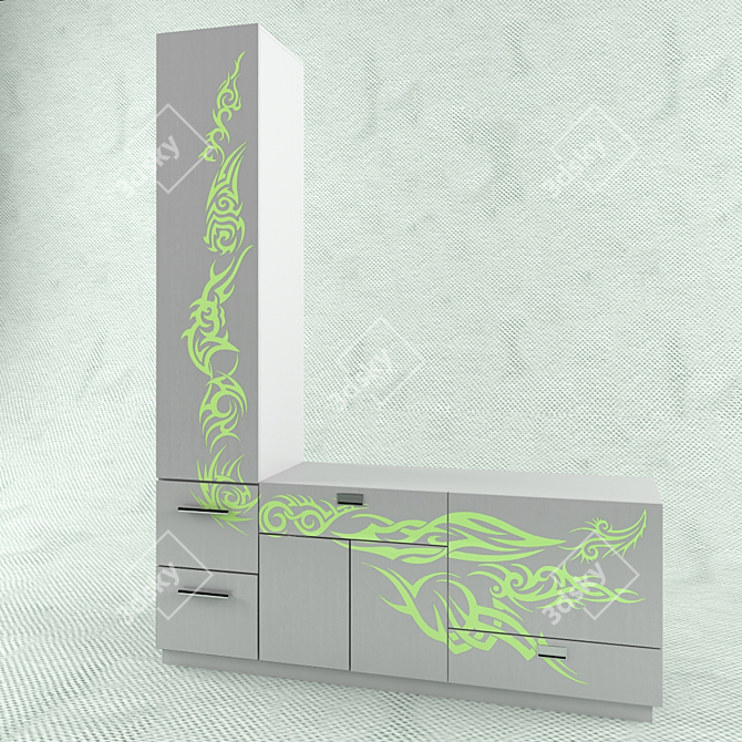 Modular TV Stand & Wardrobe 3D model image 1