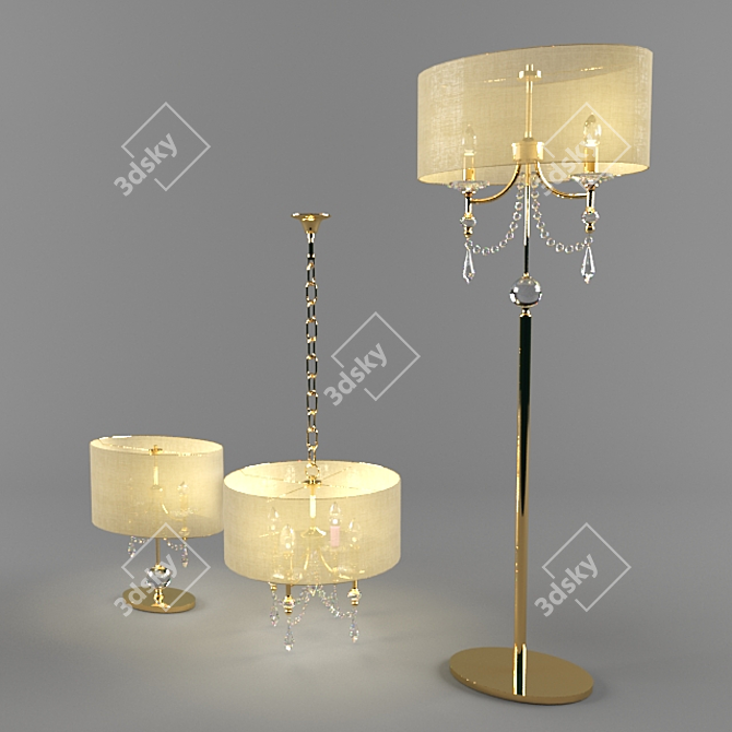 Paralume Lighting Set: Wall Sconce, Table Lamp, Chandelier 3D model image 1