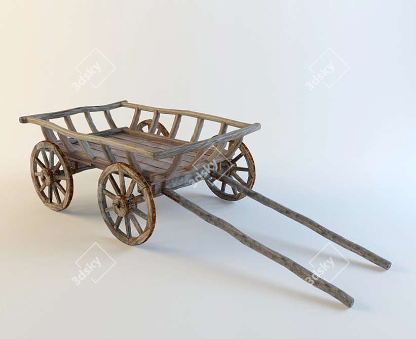 Vintage Cart: Antique Old-World Charm 3D model image 1