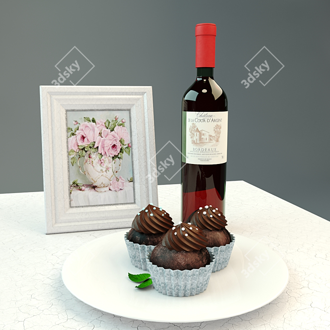 Decadent Chocolate Muffin Set 3D model image 1