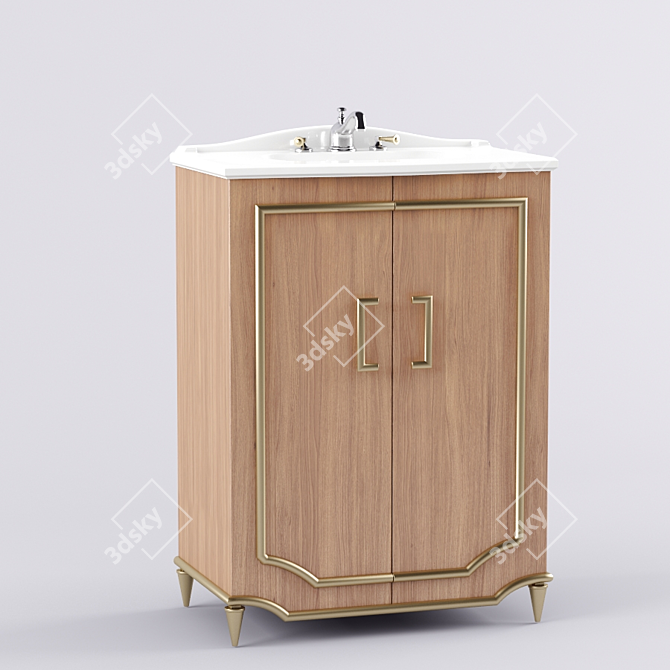 Sleek Washbasin with Cabinet 3D model image 1