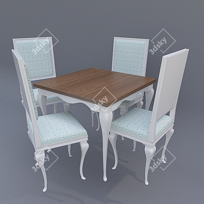White Classic Chair with Chairs 3D model image 1