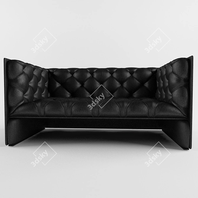  Elegant Leather Sofa with Quilted Design 3D model image 1