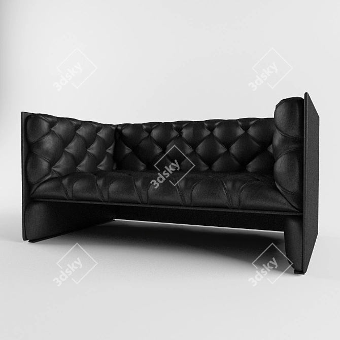  Elegant Leather Sofa with Quilted Design 3D model image 2