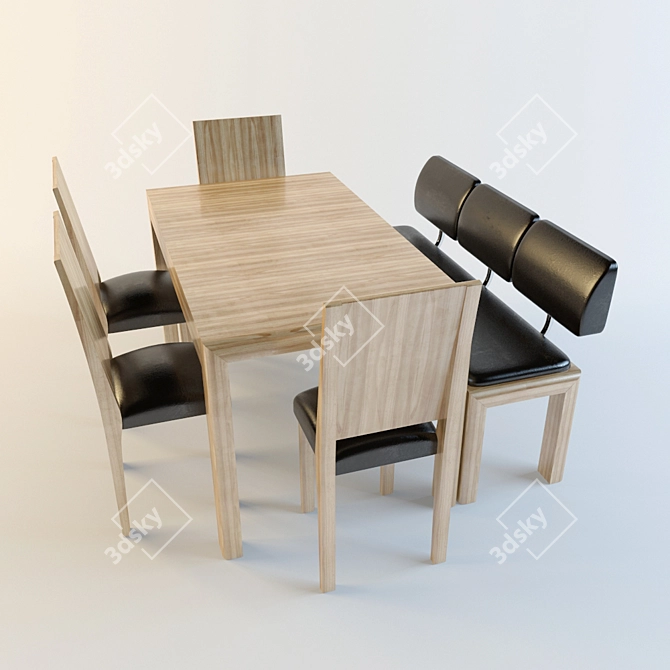 Contemporary Dining Set: 3D Model & Textures 3D model image 1