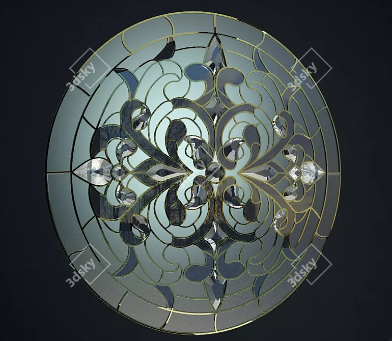 Beveled Glass Window: Elegant Stained Beauty 3D model image 1