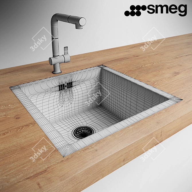 Smeg VQ40-2 Stainless Steel Sink 3D model image 2