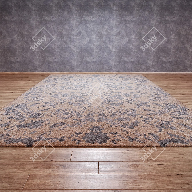 Elegant Kirman Blue Rug 3D model image 1