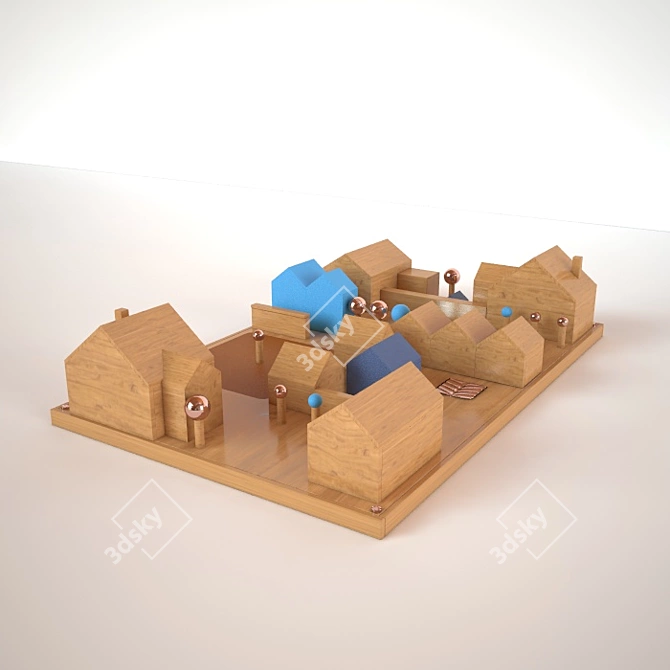 Suburbia Wooden Wall Organizer 3D model image 3