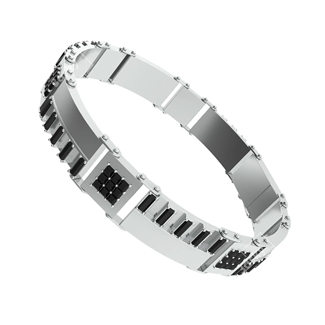 Onyx Hinge Bracelet with Box Clasp 3D model image 1