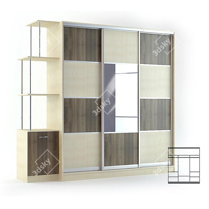 Modern Wardrobe Closet for Bedroom 3D model image 1