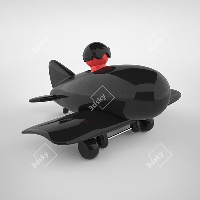 Sleek Jetliner: Stylish Wooden Toy 3D model image 2