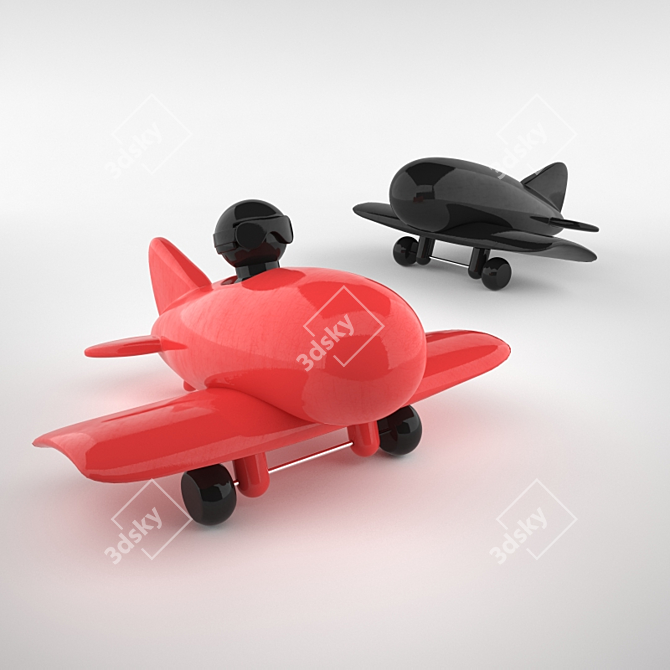 Sleek Jetliner: Stylish Wooden Toy 3D model image 3