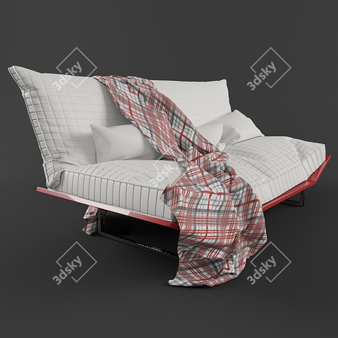 Modern Leather Sofa with Metal Frame 3D model image 1