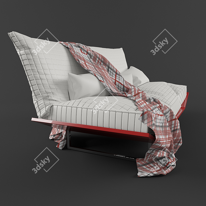 Modern Leather Sofa with Metal Frame 3D model image 3