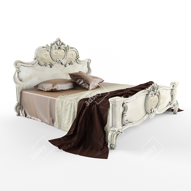 Title: Barocco Ivory Lacquer Bed 3D model image 1