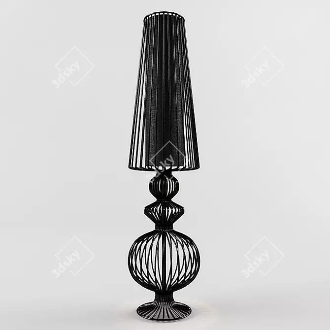 Elegant Black Metal Shadow Lamp 3D model image 1