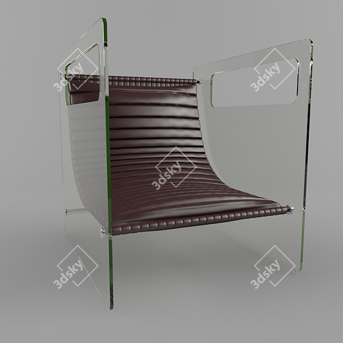 Modern Glass and Chrome Wheelchair 3D model image 1