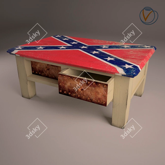Rustic Pine Coffee Table with Dual-Opening Drawers 3D model image 1